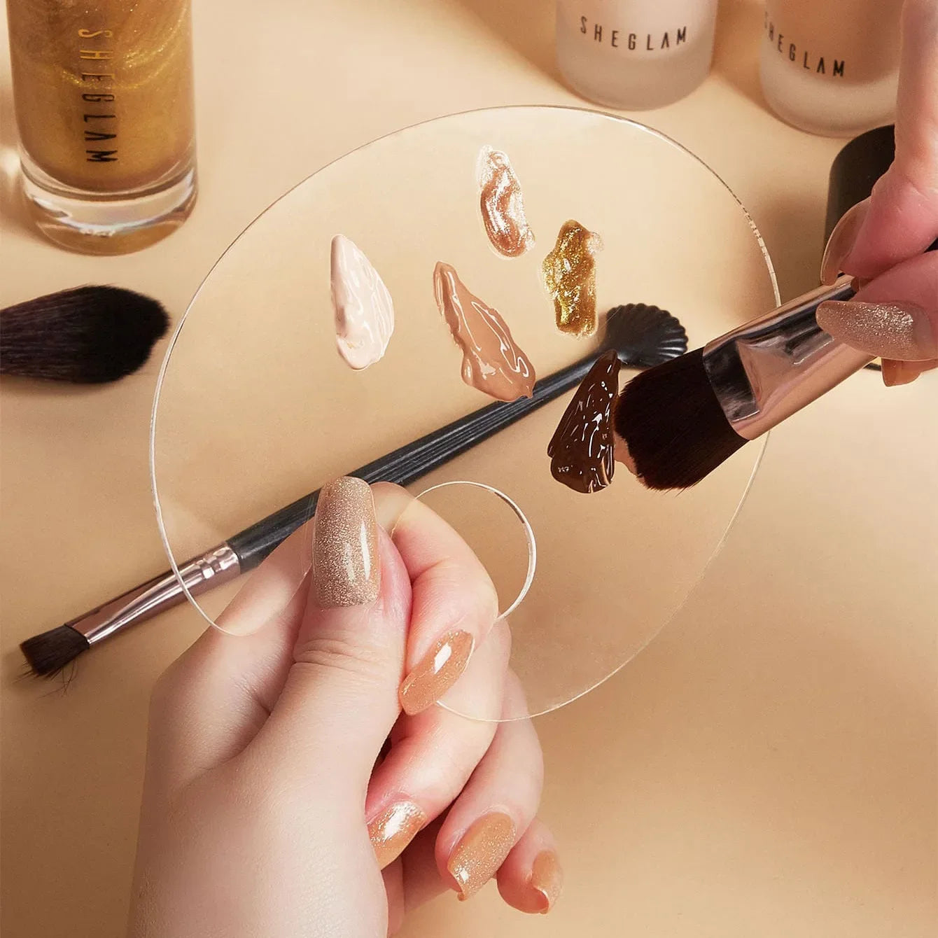 Acrylic Makeup Palette & Spatula - Women's Cosmetic Accessories Online