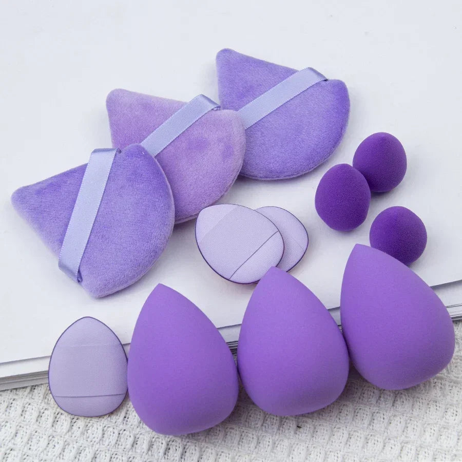 12PCS Velvet Triangle Powder Puffs - The Soulara